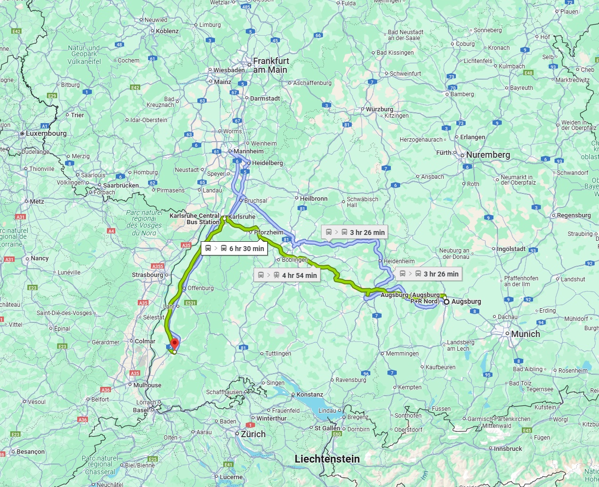 Anreise von Augsburg Zu Freiburg im Breisgau Über 