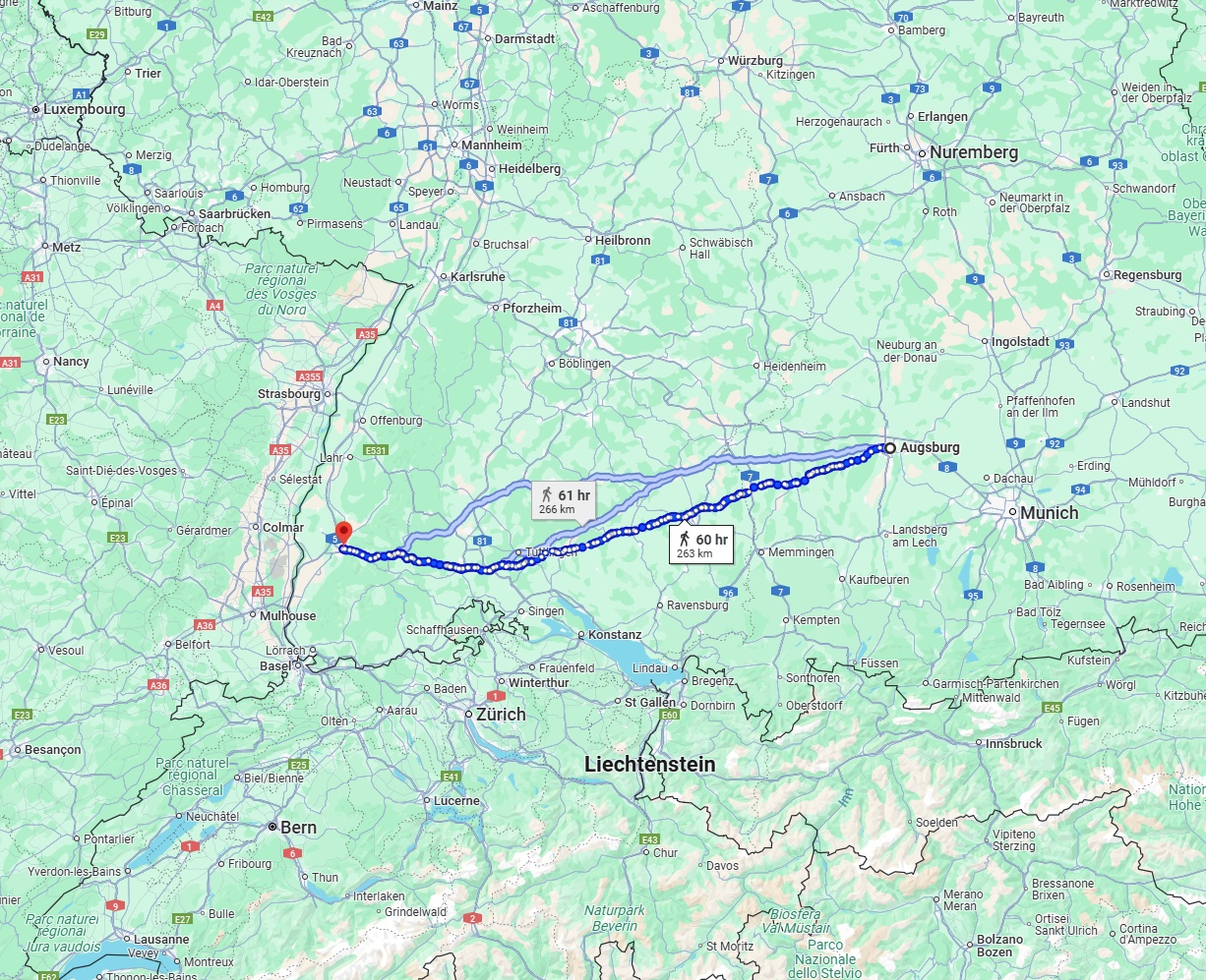 Anreise von Augsburg Zu Freiburg im Breisgau Über 