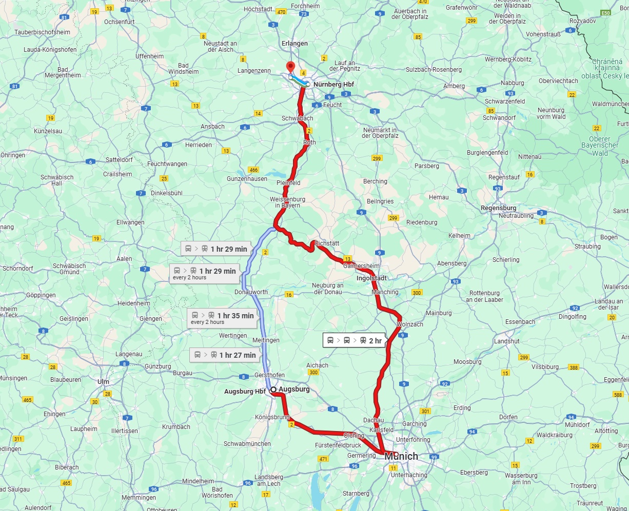 Anreise von Augsburg Zu Fürth Über 