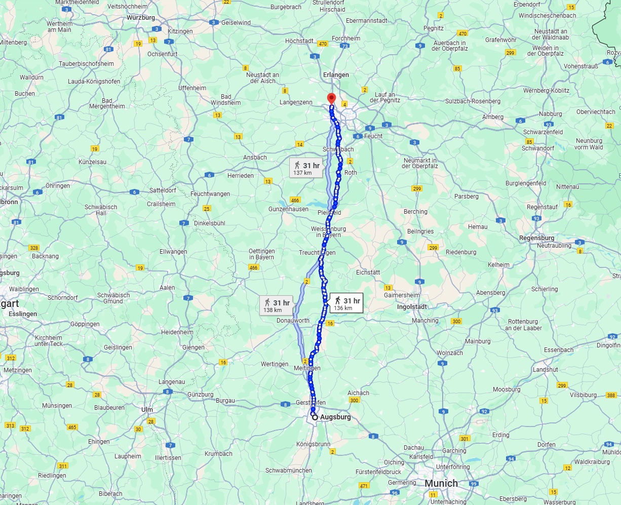 Anreise von Augsburg Zu Fürth Über 