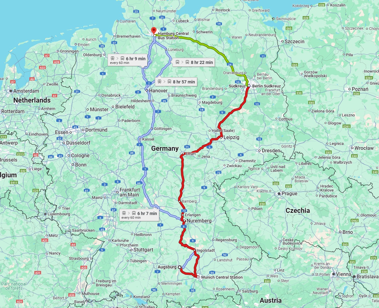 Anreise von Augsburg Zu Hamburg Über 