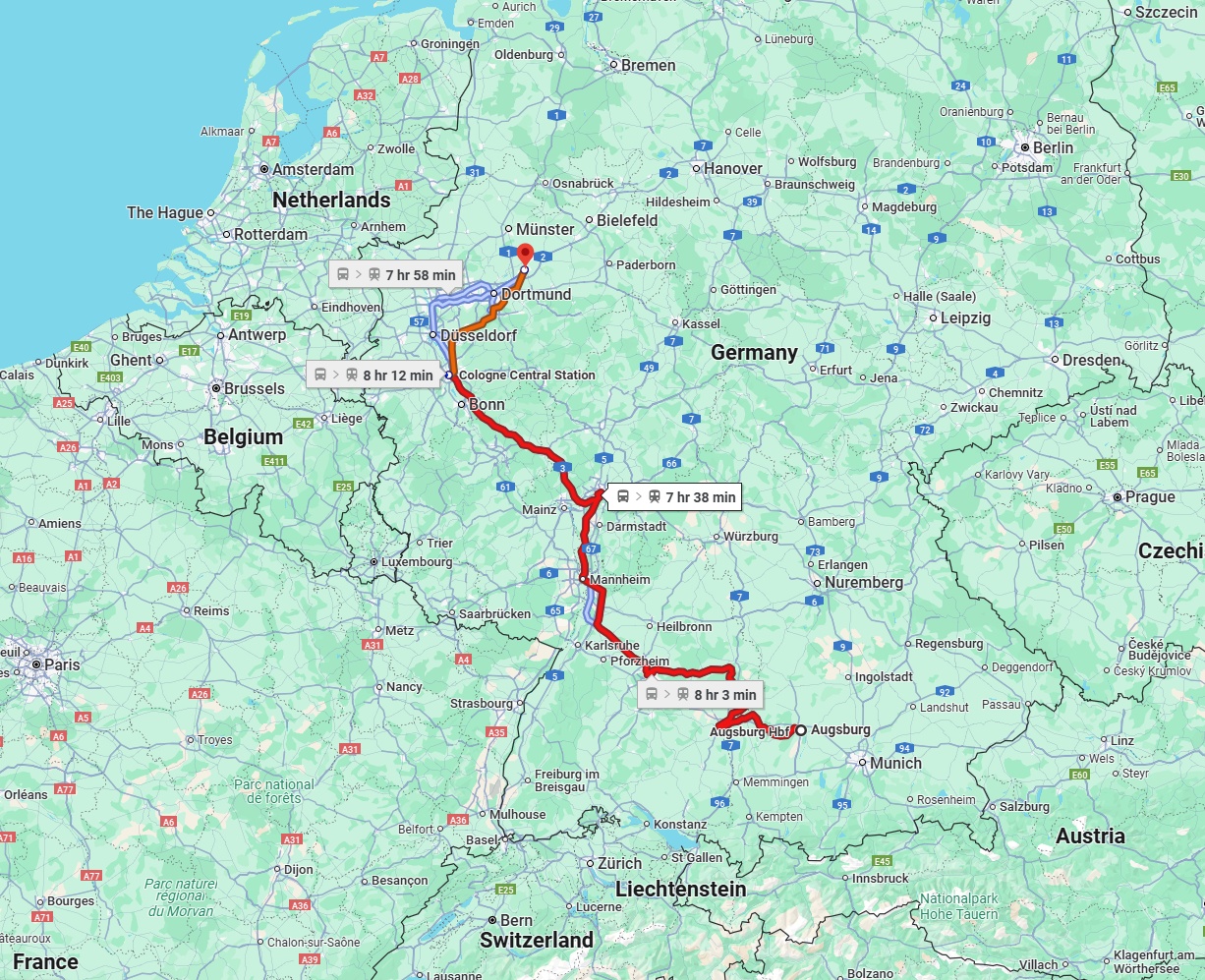 Anreise von Augsburg Zu Hamm Über 