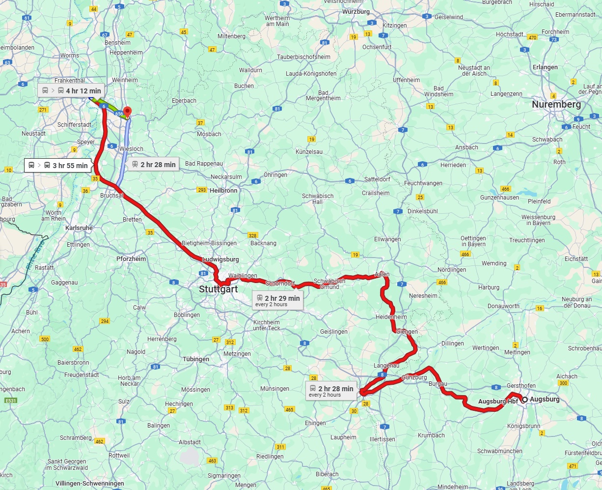 Anreise von Augsburg Zu Heidelberg Über 
