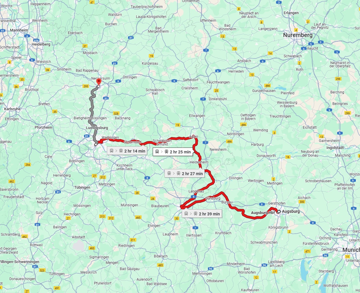 Anreise von Augsburg Zu Heilbronn Über 
