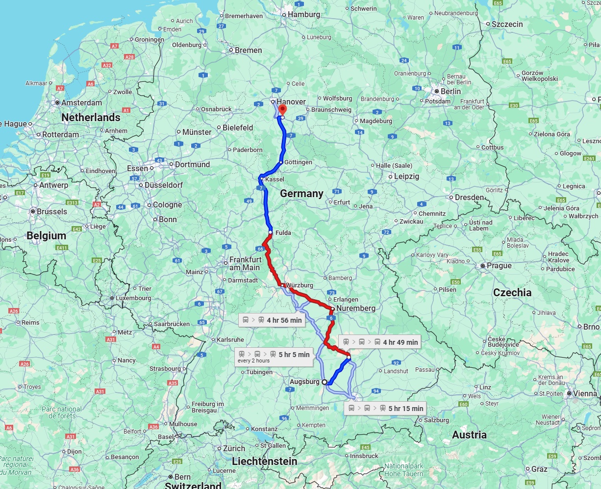 Anreise von Augsburg Zu Hildesheim Über 
