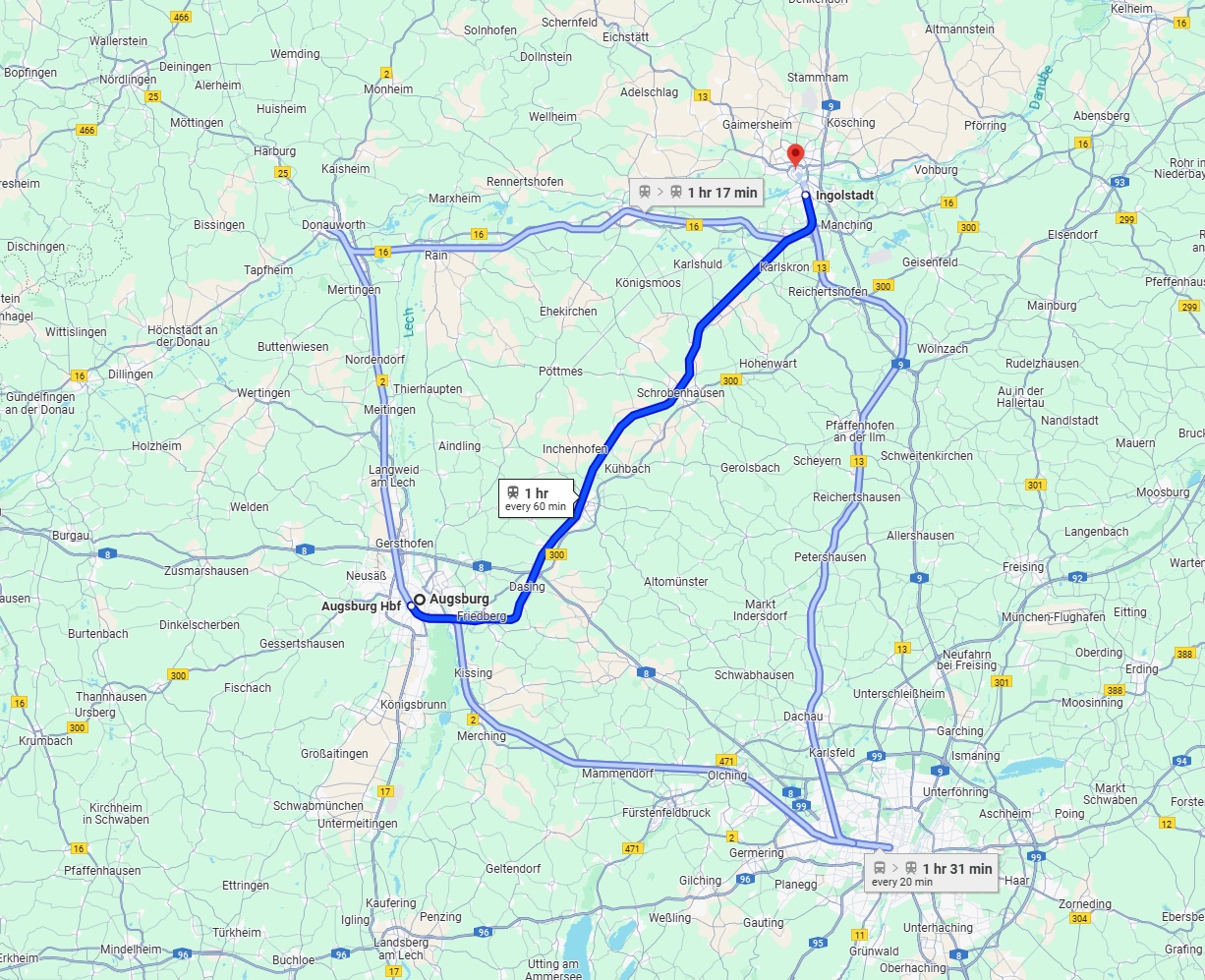 Anreise von Augsburg Zu Ingolstadt Über 