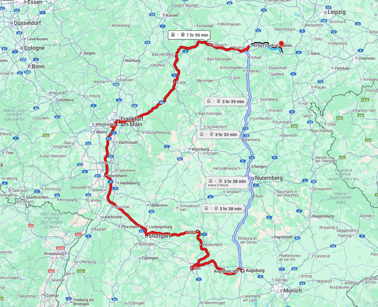 Anreise von Augsburg Zu Jena Über 