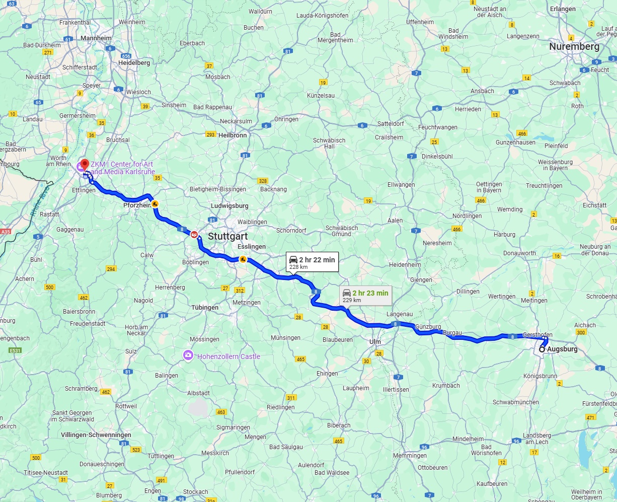 Anreise von Augsburg Zu Karlsruhe Über via A8