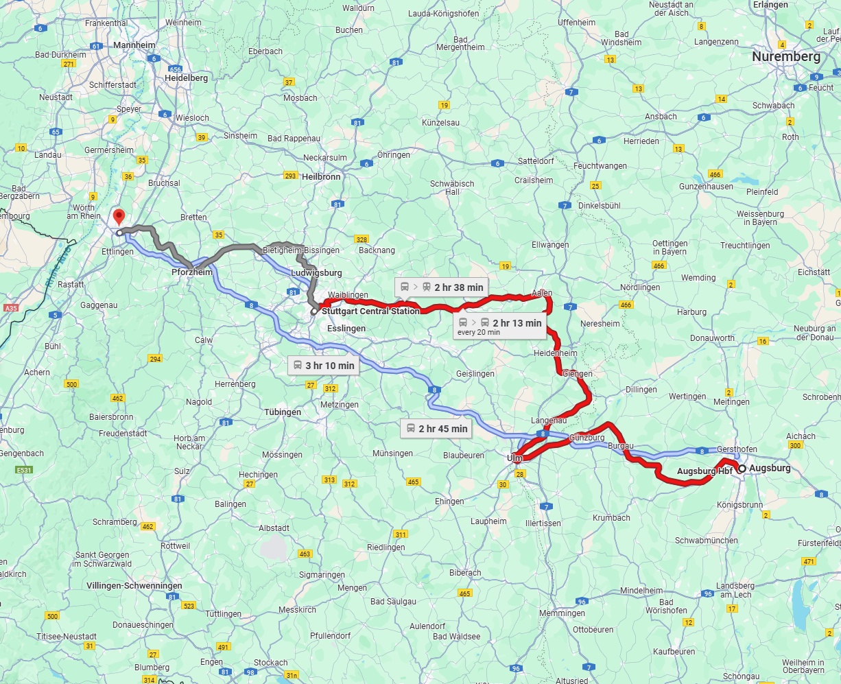 Anreise von Augsburg Zu Karlsruhe Über 