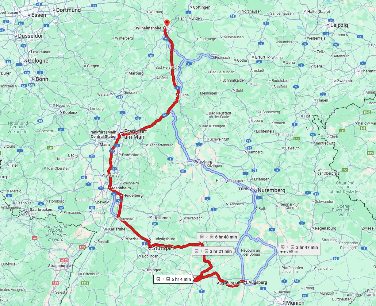 Anreise von Augsburg Zu Kassel Über 