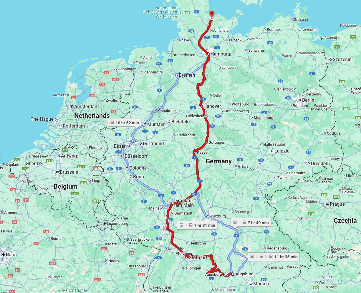 Anreise von Augsburg Zu Kiel Über 