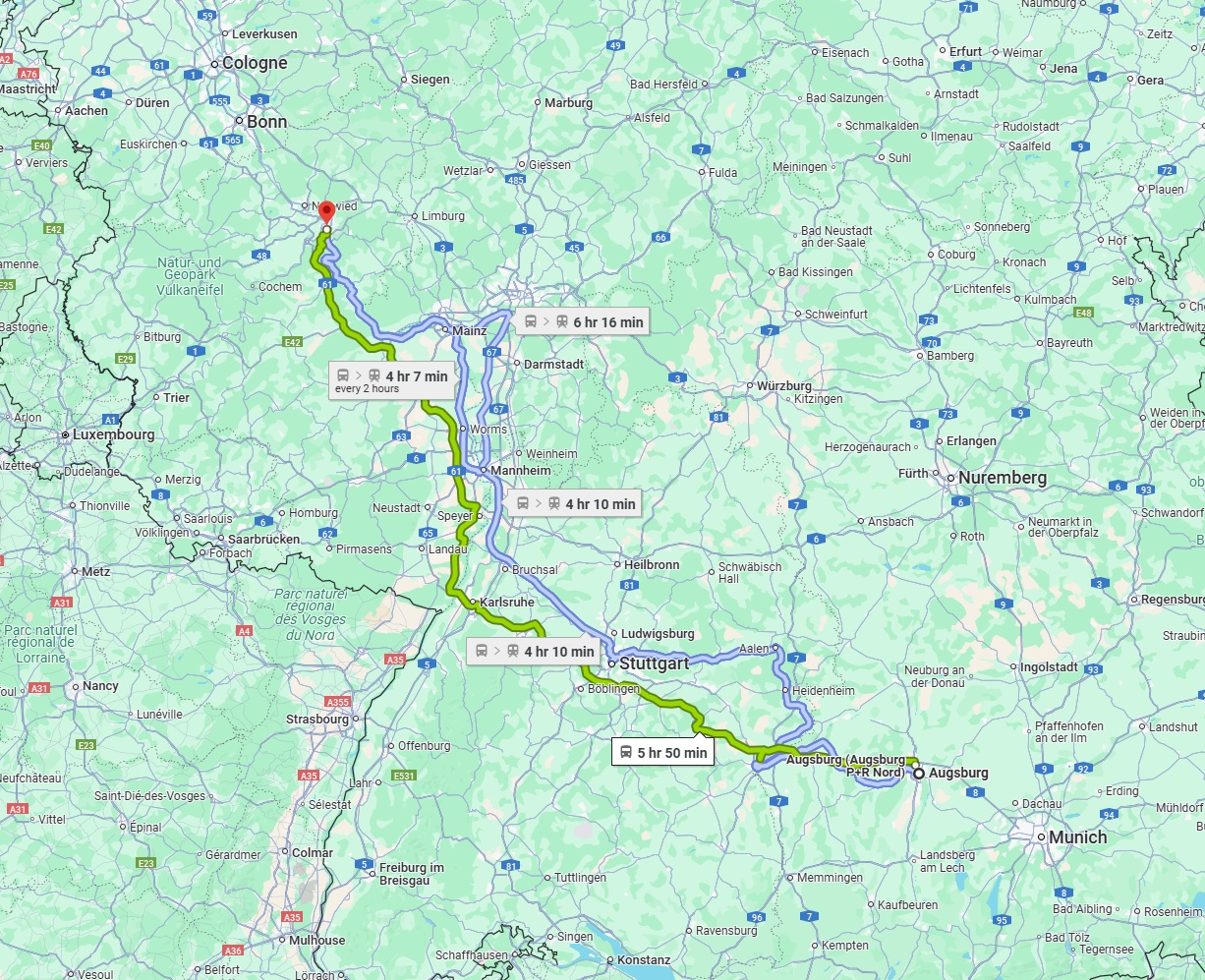 Anreise von Augsburg Zu Koblenz Über 
