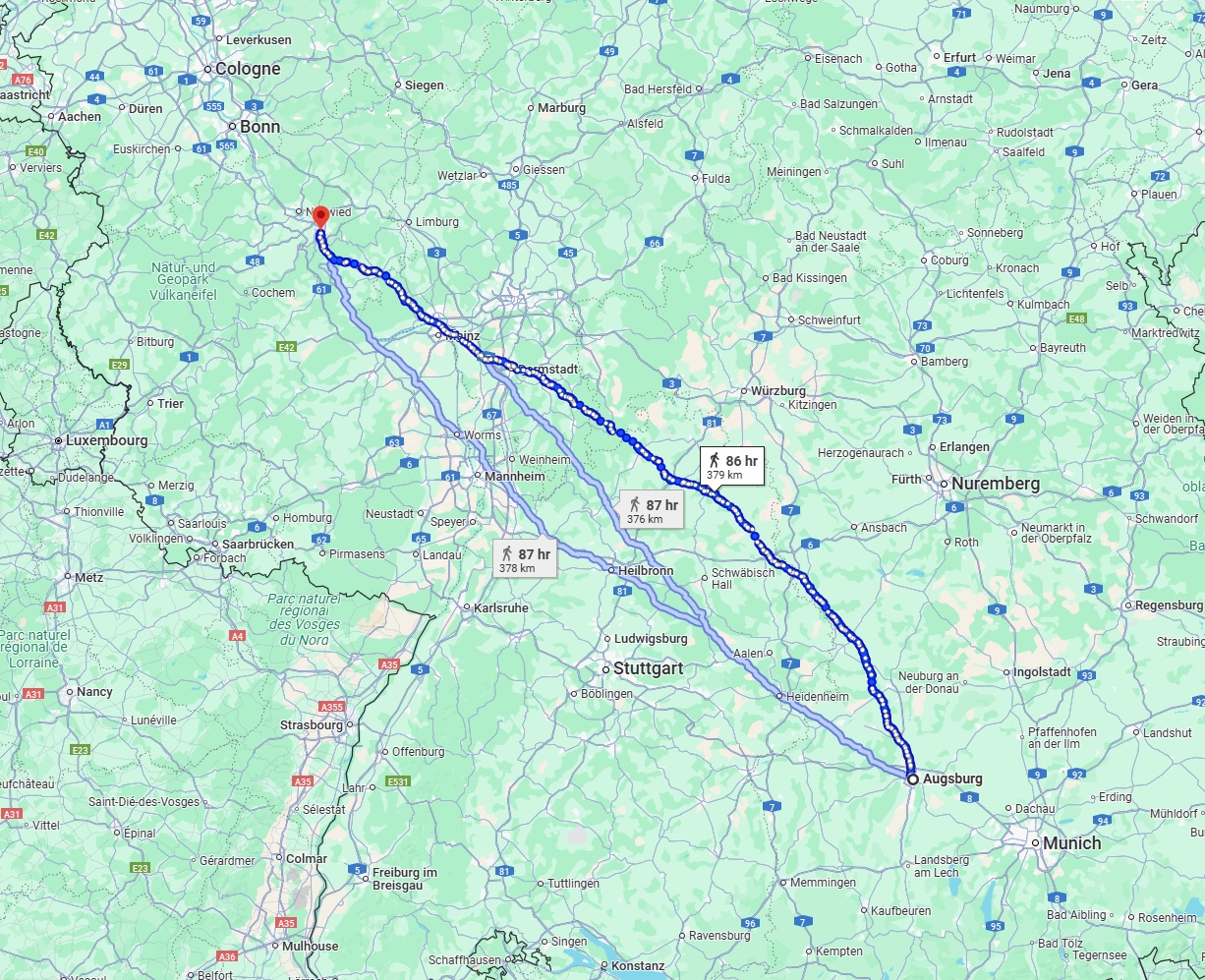 Anreise von Augsburg Zu Koblenz Über 