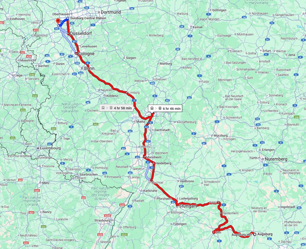 Anreise von Augsburg Zu Krefeld Über 
