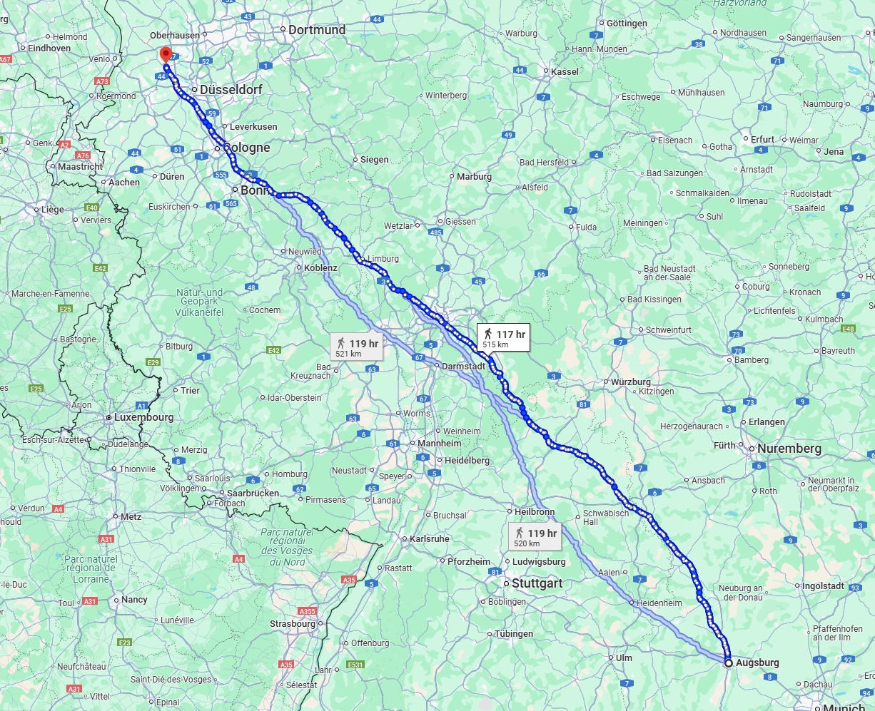 Anreise von Augsburg Zu Krefeld Über 