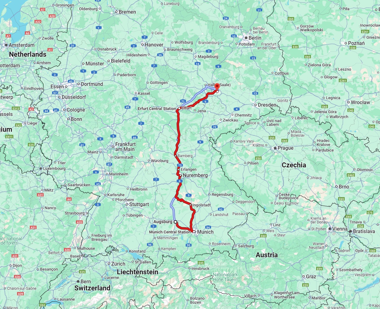 Anreise von Augsburg Zu Leipzig Über 