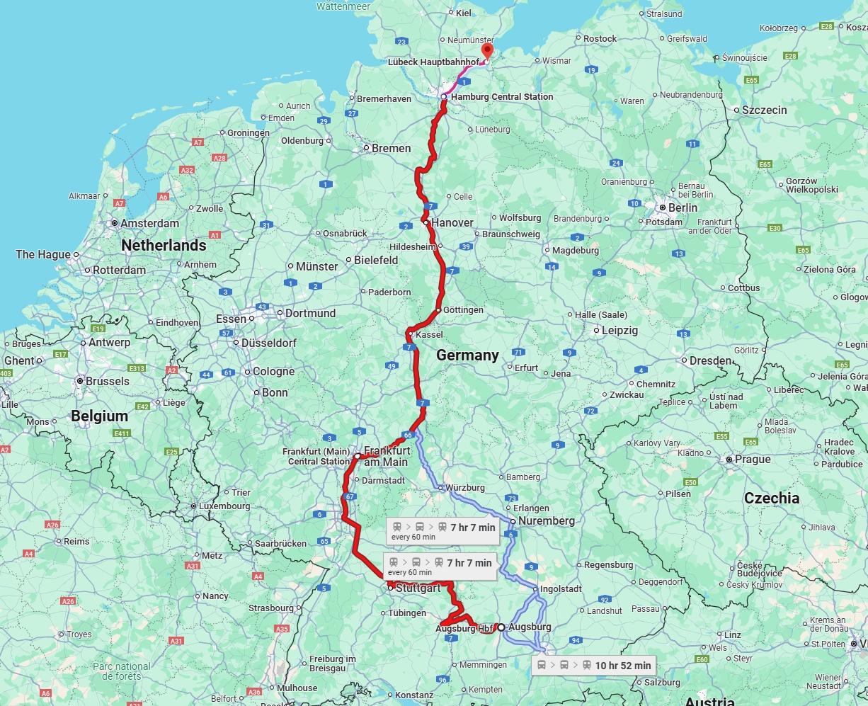 Anreise von Augsburg Zu Lübeck Über 
