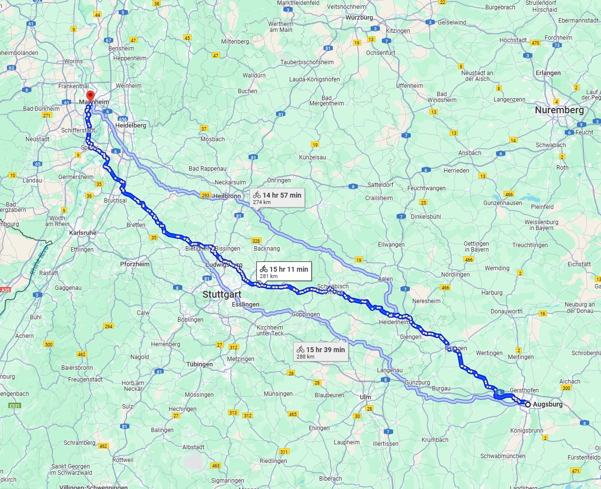 Anreise von Augsburg Zu Ludwigshafen am Rhein Über 