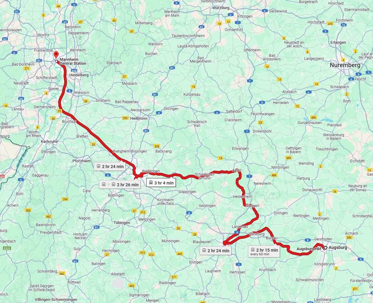 Anreise von Augsburg Zu Mannheim Über 