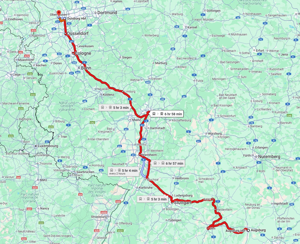 Anreise von Augsburg Zu Moers Über 