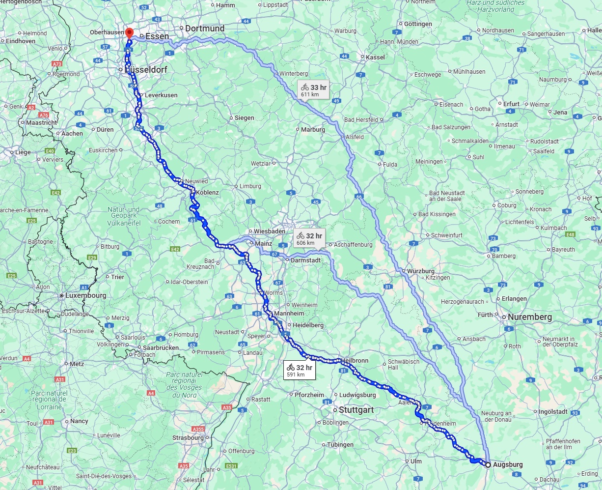 Anreise von Augsburg Zu Mülheim an der Ruhr Über 