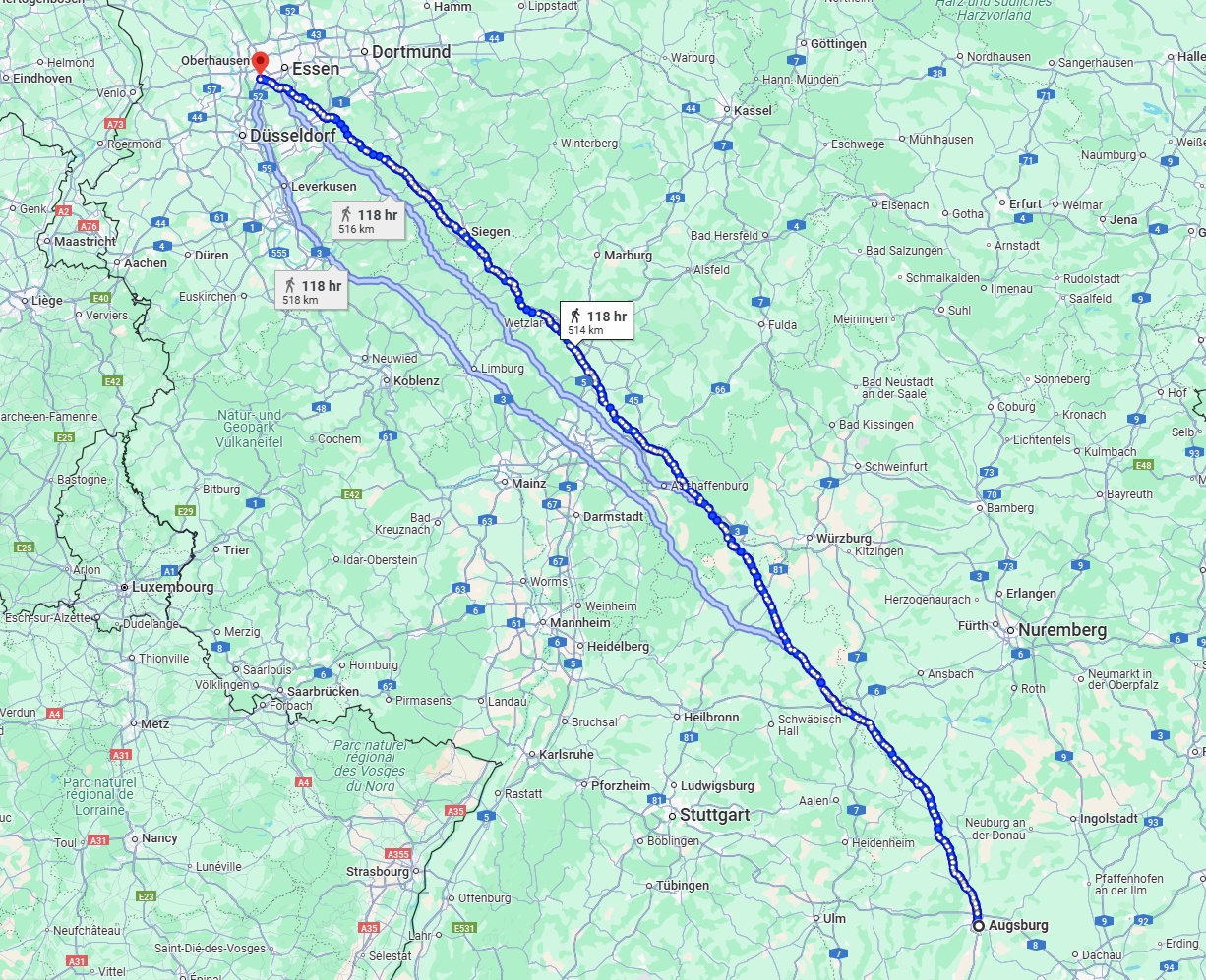 Anreise von Augsburg Zu Mülheim an der Ruhr Über 