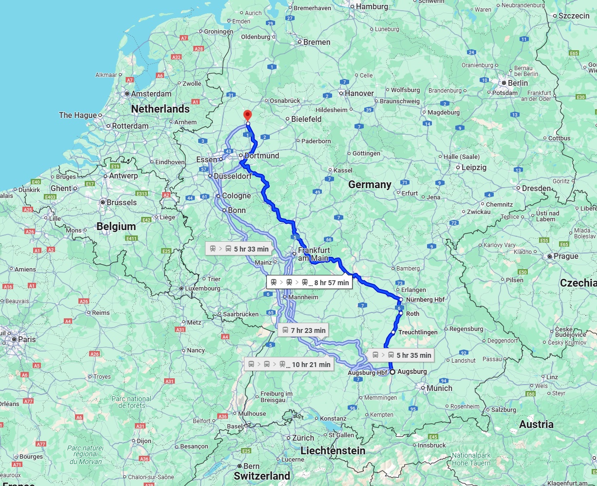 Anreise von Augsburg Zu Münster Über 
