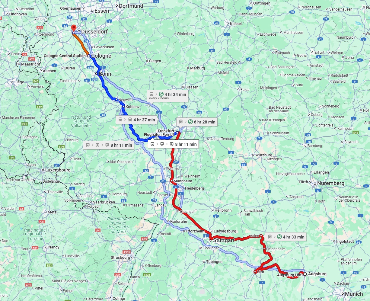 Anreise von Augsburg Zu Neuss Über 