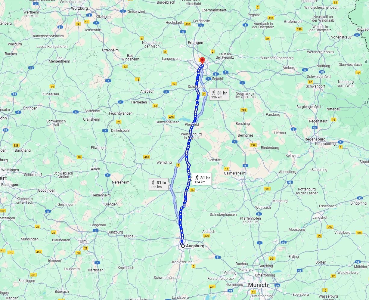 Anreise von Augsburg Zu Nürnberg Über 