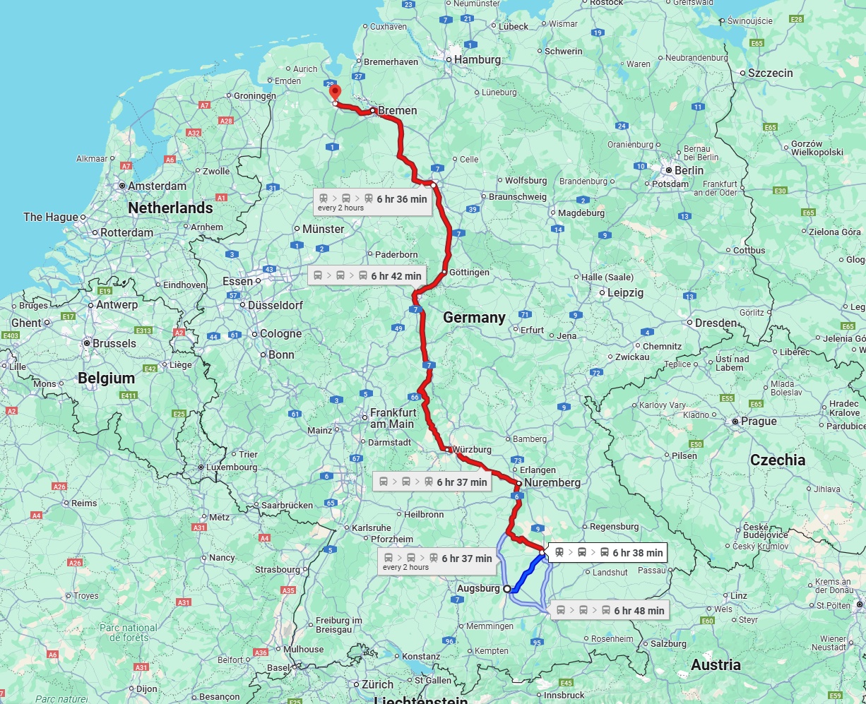 Anreise von Augsburg Zu Oldenburg Über 