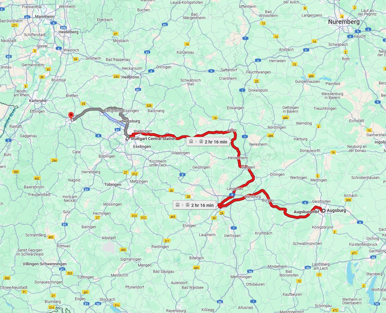 Anreise von Augsburg Zu Pforzheim Über 