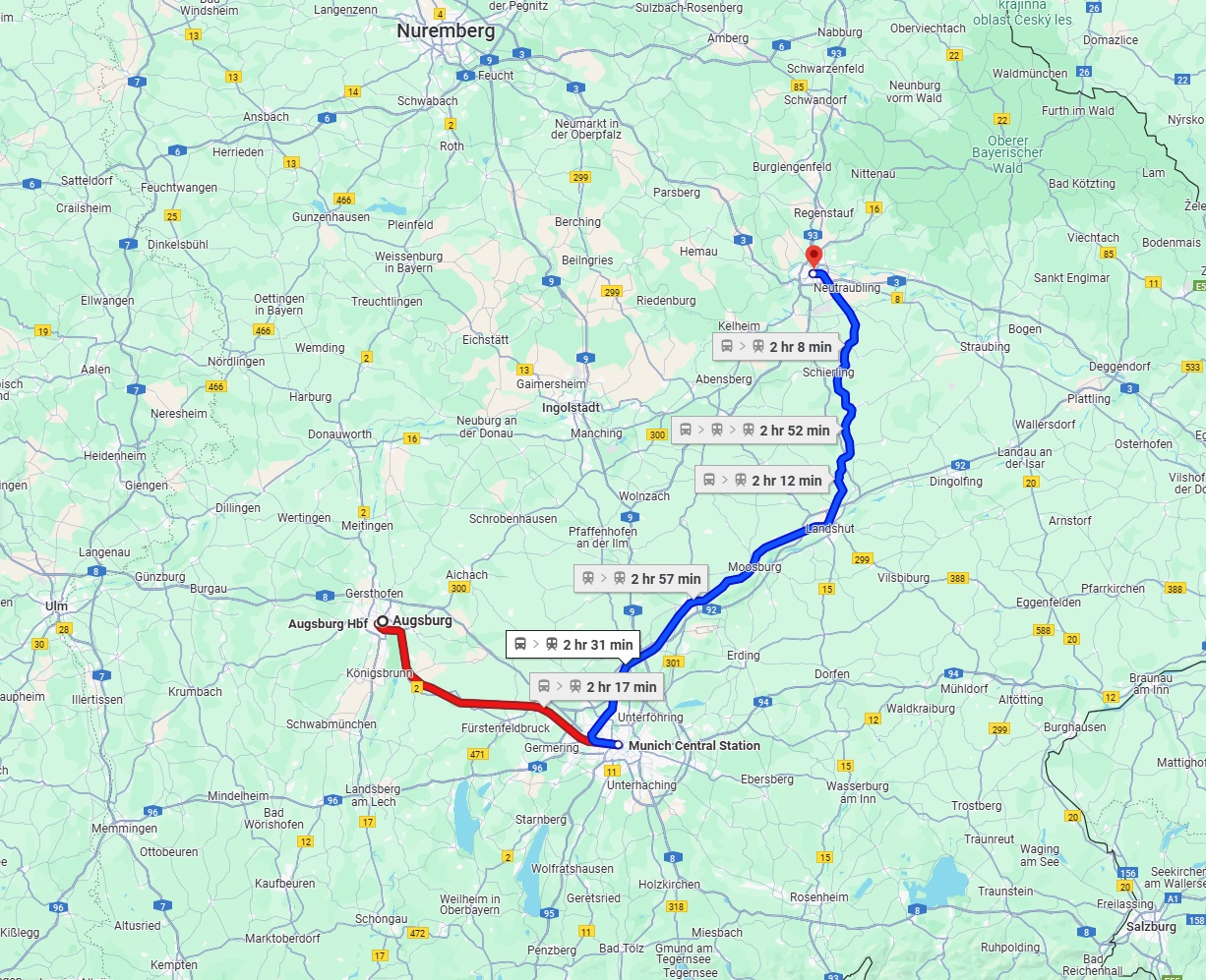 Anreise von Augsburg Zu Regensburg Über 