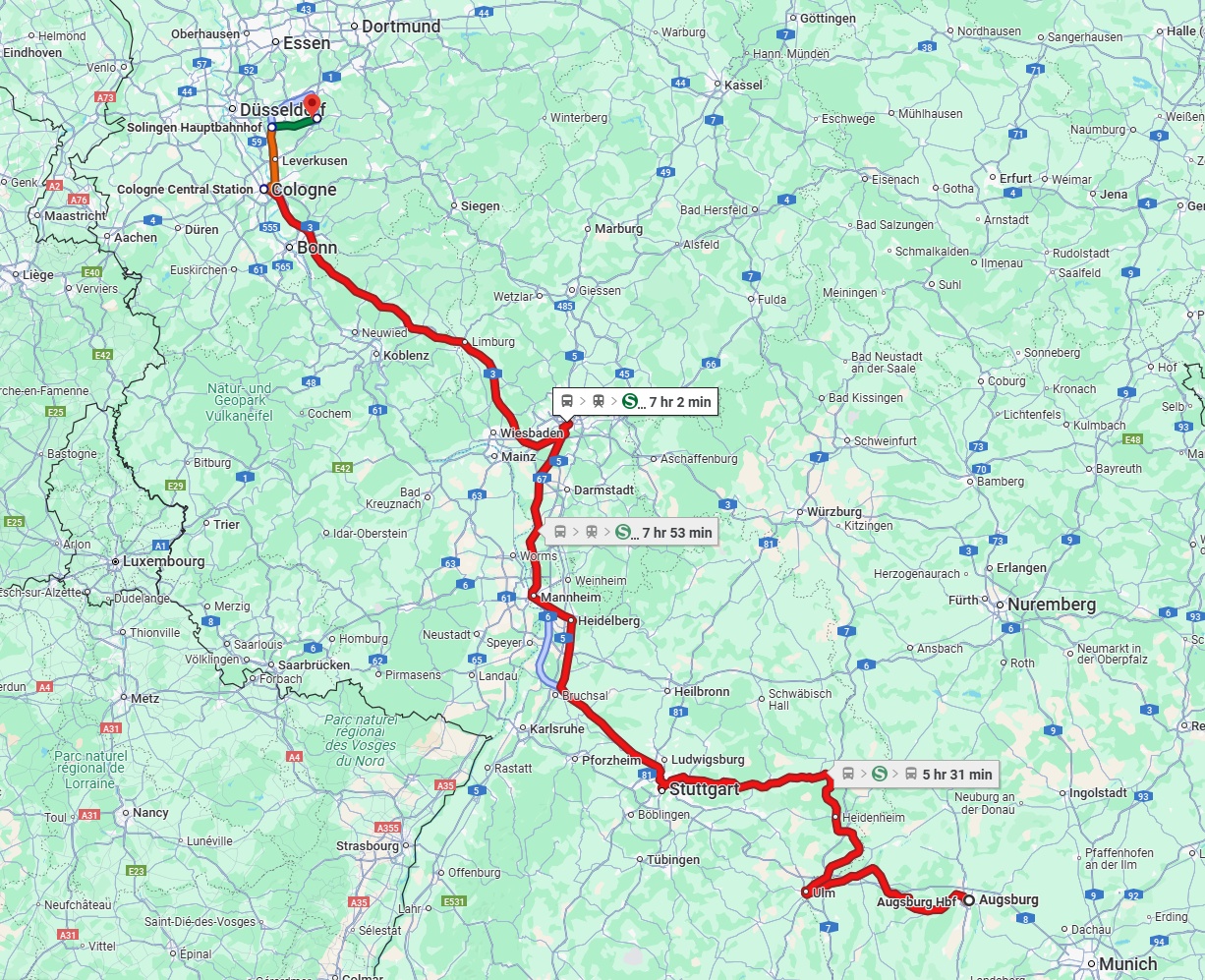 Anreise von Augsburg Zu Remscheid Über 