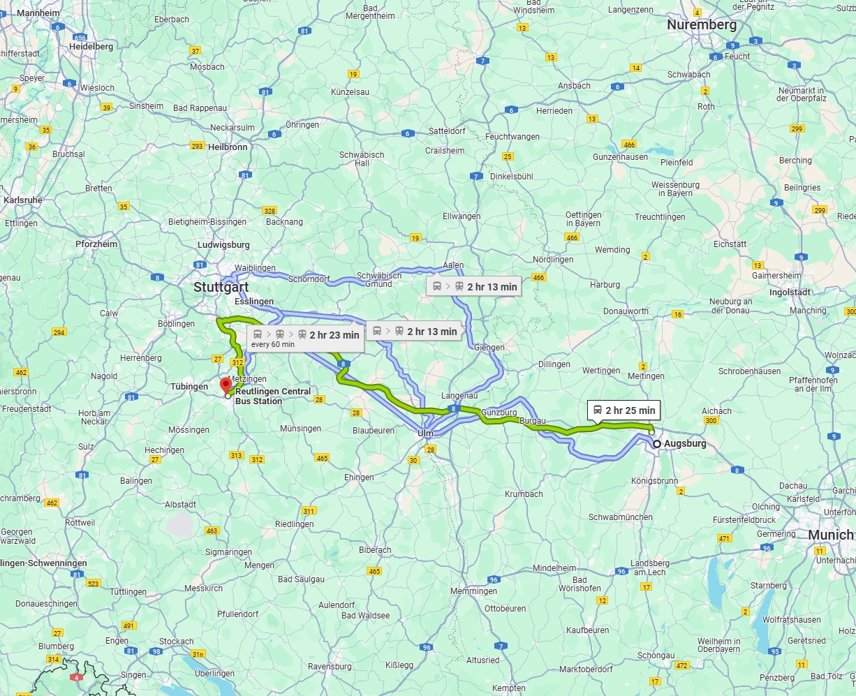 Anreise von Augsburg Zu Reutlingen Über 