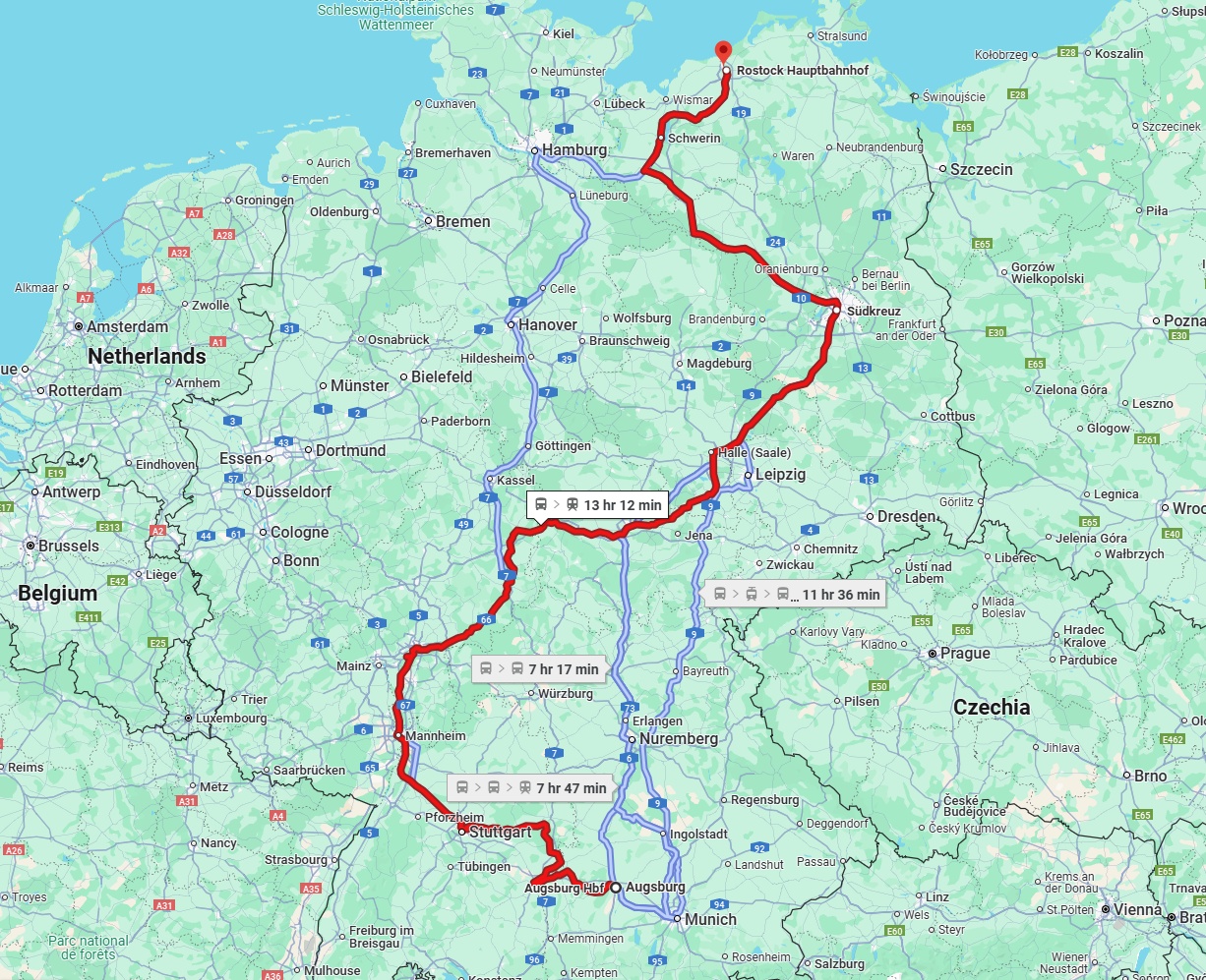 Anreise von Augsburg Zu Rostock Über 