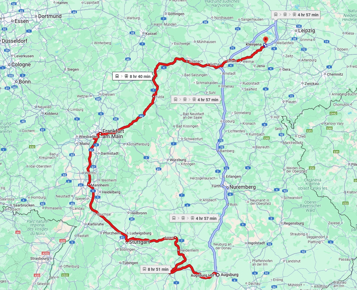 Anreise von Augsburg Zu Saale Über 