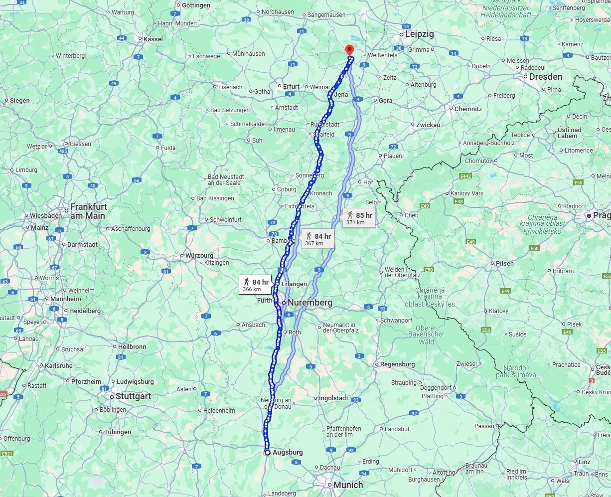 Anreise von Augsburg Zu Saale Über 