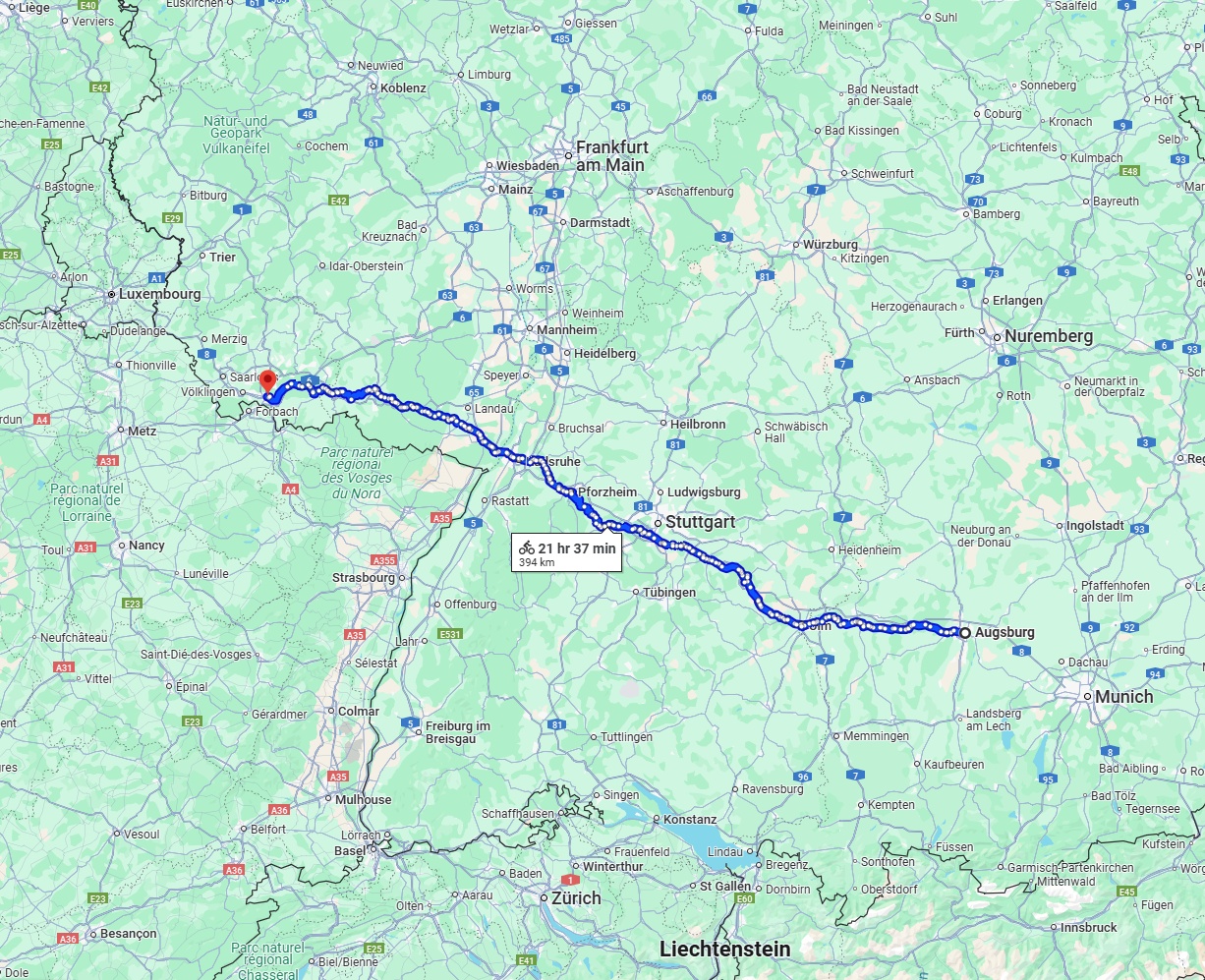 Anreise von Augsburg Zu Saarbrücken Über 