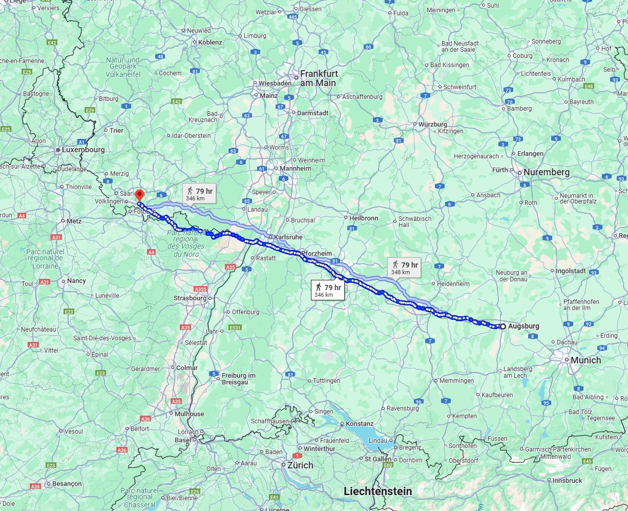 Anreise von Augsburg Zu Saarbrücken Über 