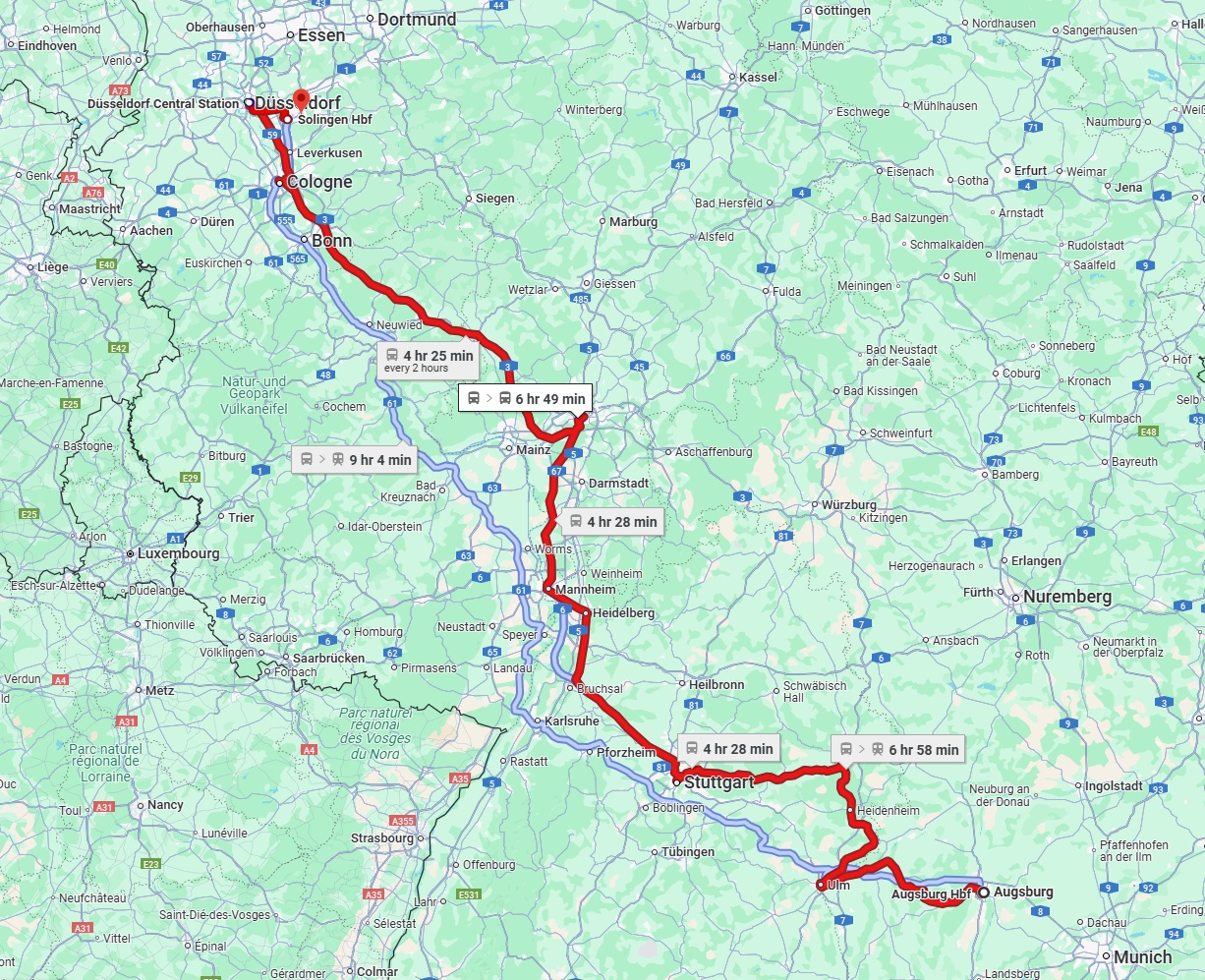 Anreise von Augsburg Zu Solingen Über 