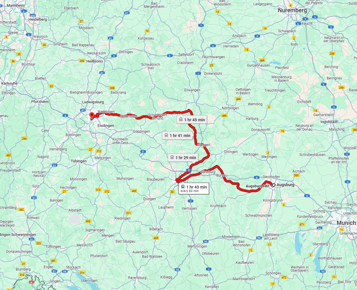 Anreise von Augsburg Zu Stuttgart Über 