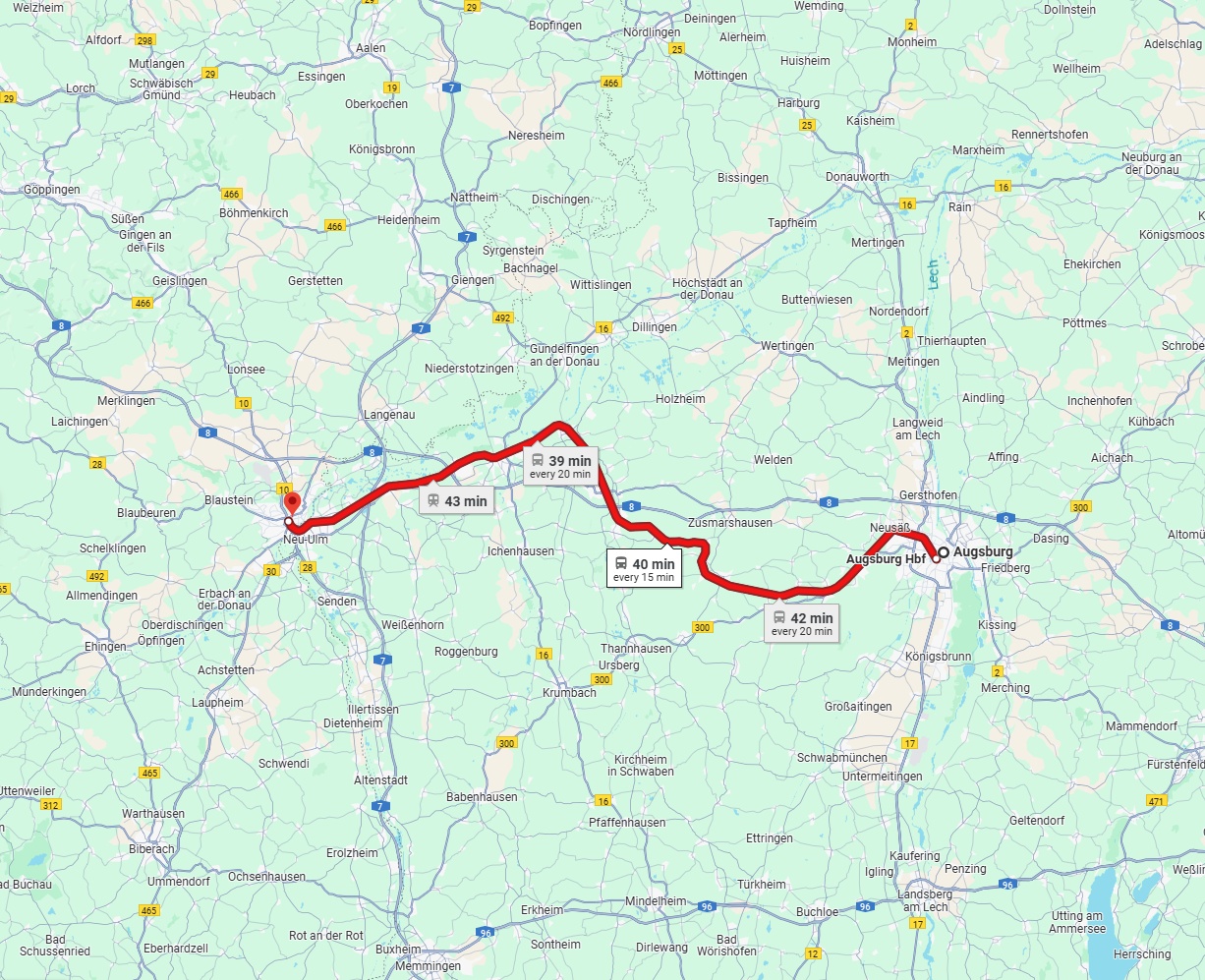 Anreise von Augsburg Zu Ulm Über 