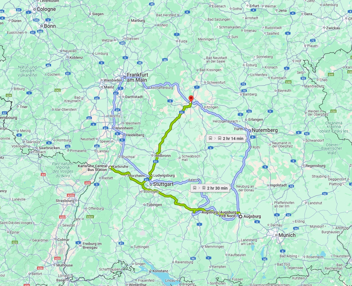 Anreise von Augsburg Zu Würzburg Über 