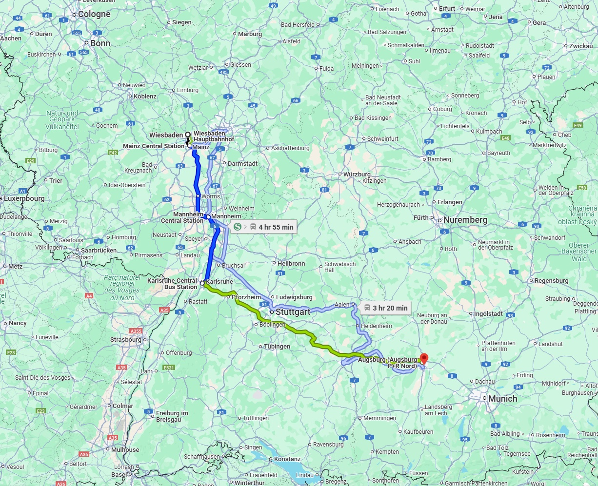Anreise von Wiesbaden Zu Augsburg Über 