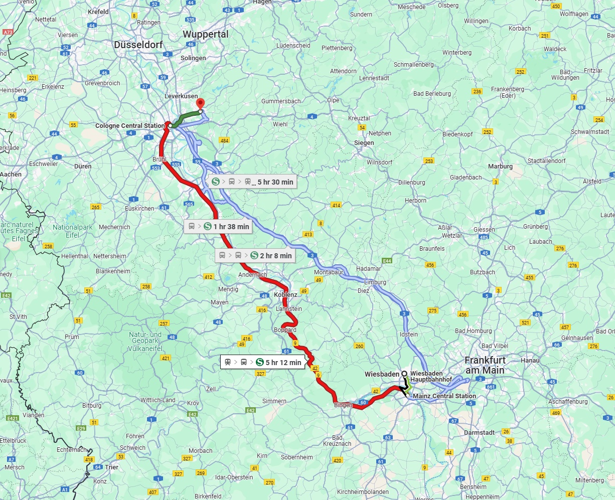 Anreise von Wiesbaden Zu Bergisch Gladbach Über 
