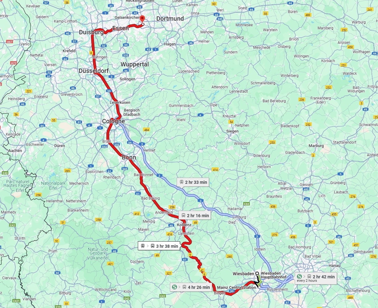 Anreise von Wiesbaden Zu Bochum Über 