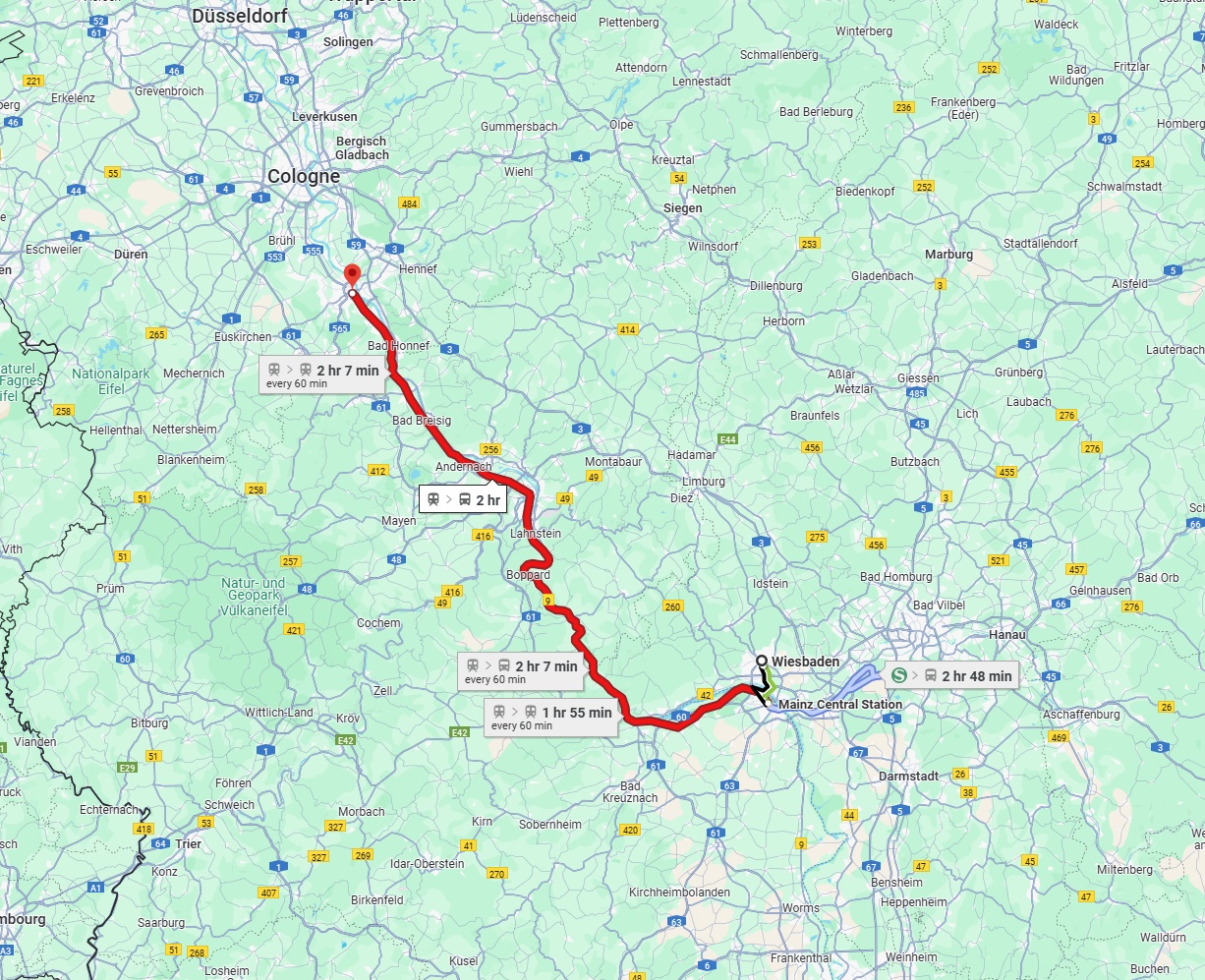 Anreise von Wiesbaden Zu Bonn Über 