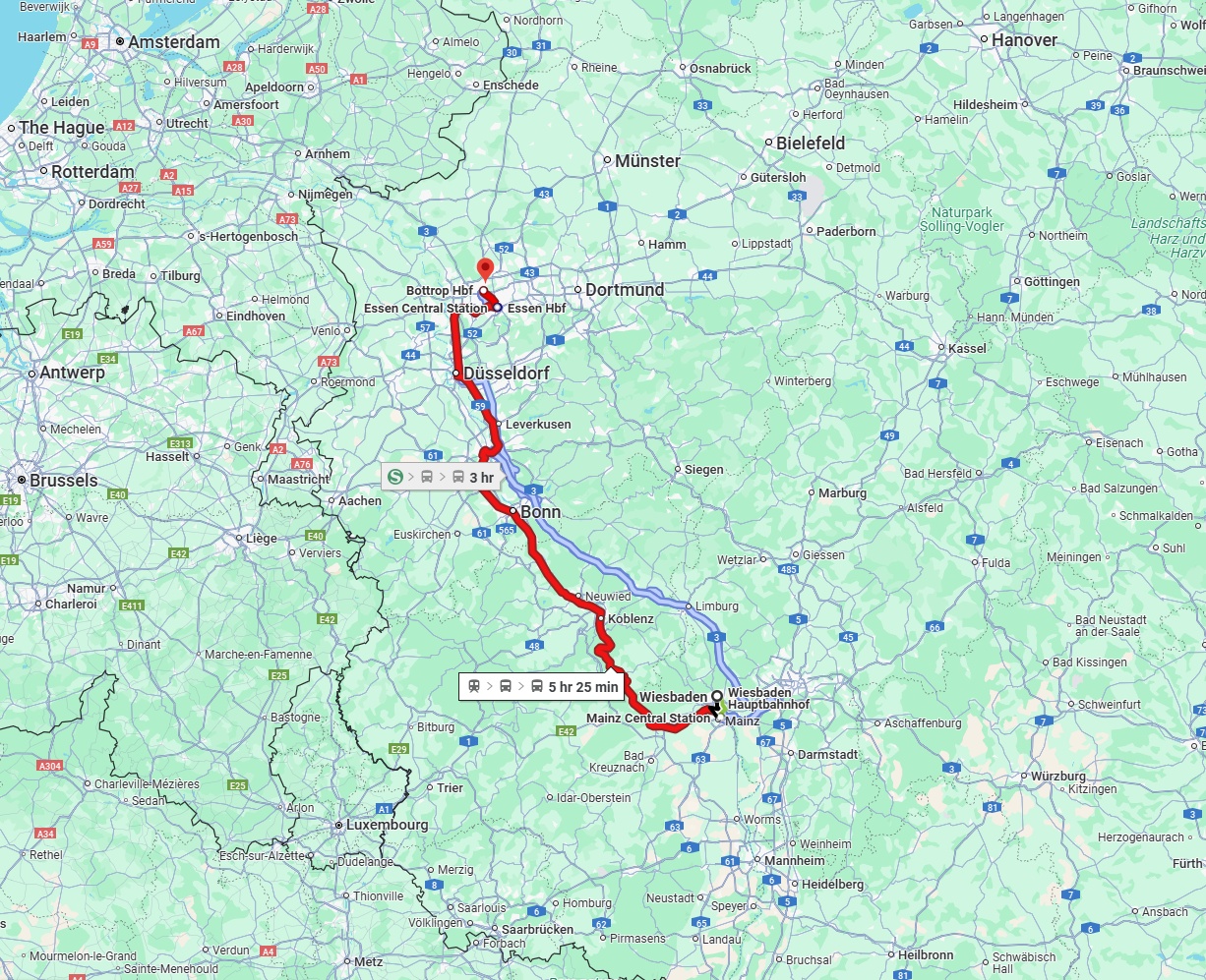 Anreise von Wiesbaden Zu Bottrop Über 
