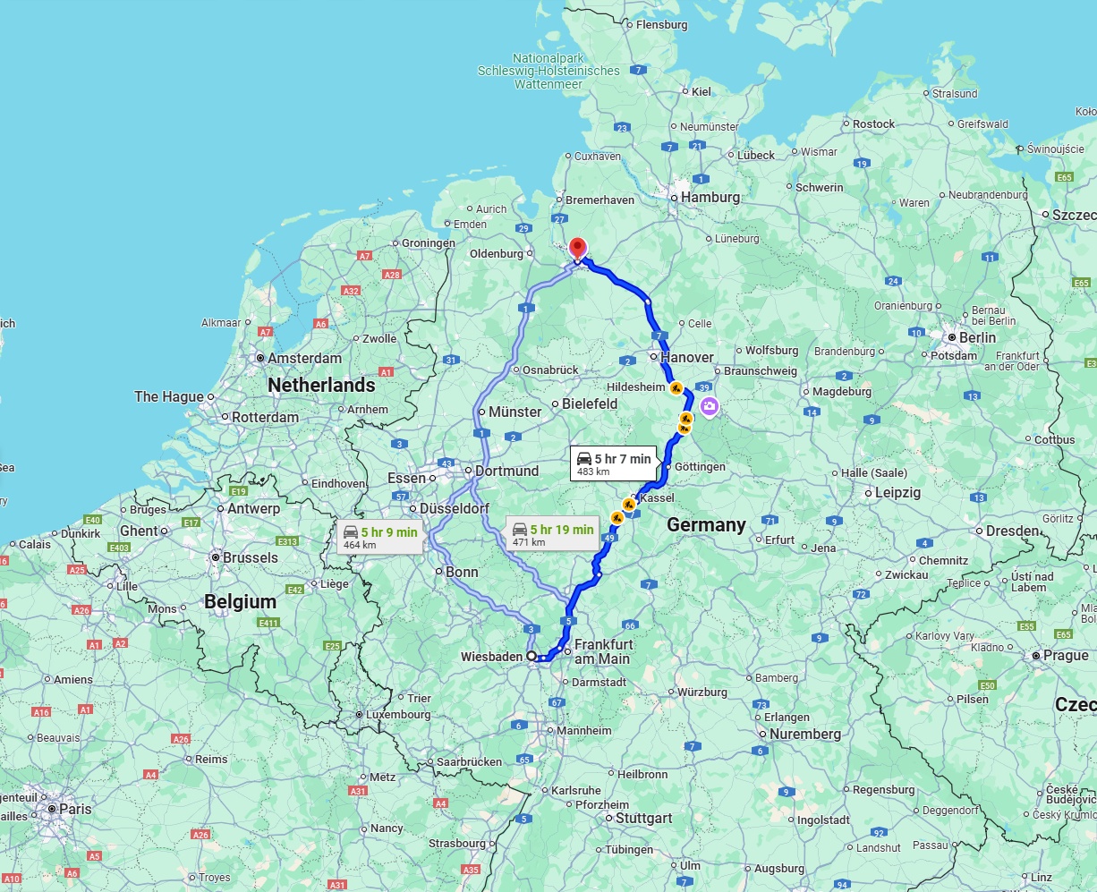 Anreise von Wiesbaden Zu Bremen Über via A7