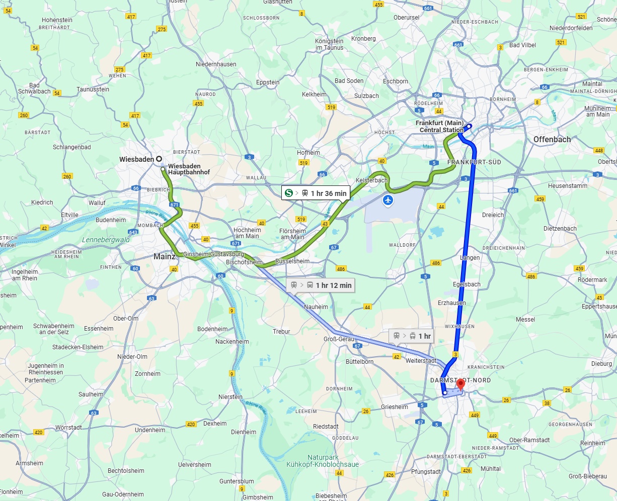 Anreise von Wiesbaden Zu Darmstadt Über 